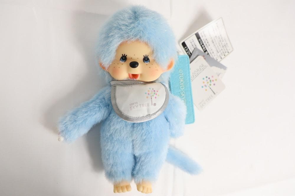 ◆モンチッチ 水色 スカイツリーVer. タグ付き キーホルダー 09399
