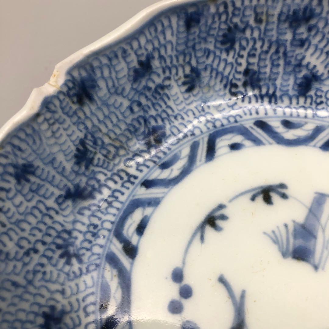 年代物希少古伊万里染付みじん唐草文なます皿 3枚15cm骨董品ビンテージ食器