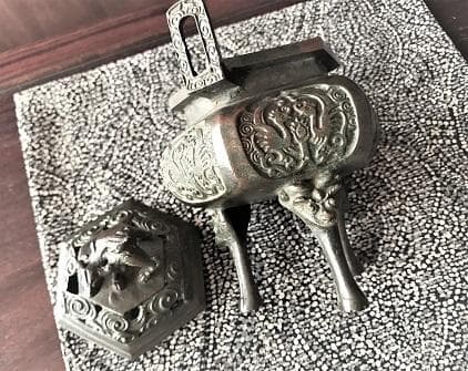 3025 香炉 高岡銅器 玉形 三友文焼 青銅色