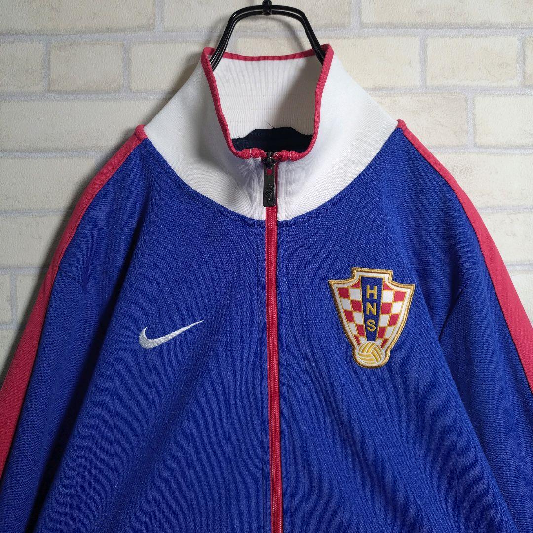 ナイキ★クロアチア代表 刺繍ロゴ エンブレムワッペン アンセムジャケット 青 L