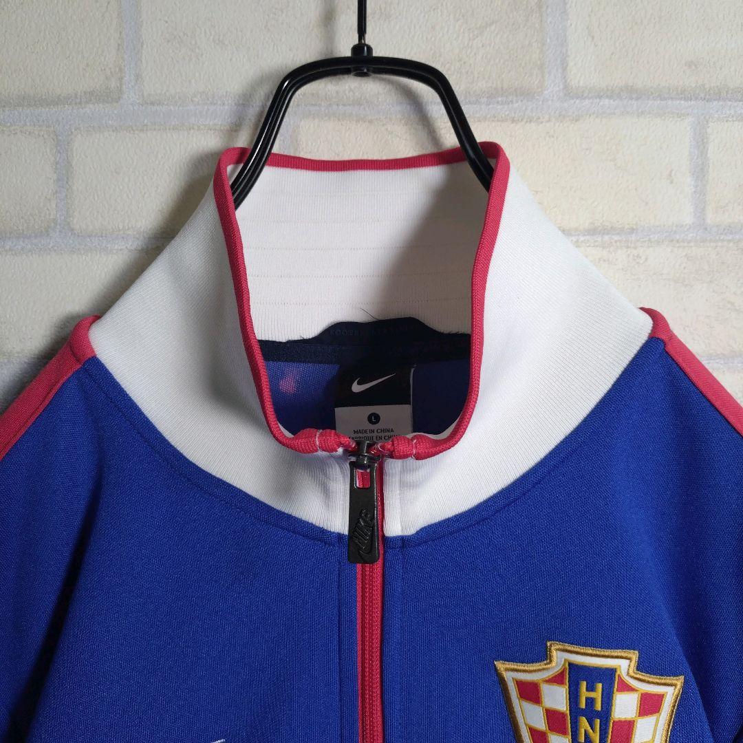 ナイキ★クロアチア代表 刺繍ロゴ エンブレムワッペン アンセムジャケット 青 L