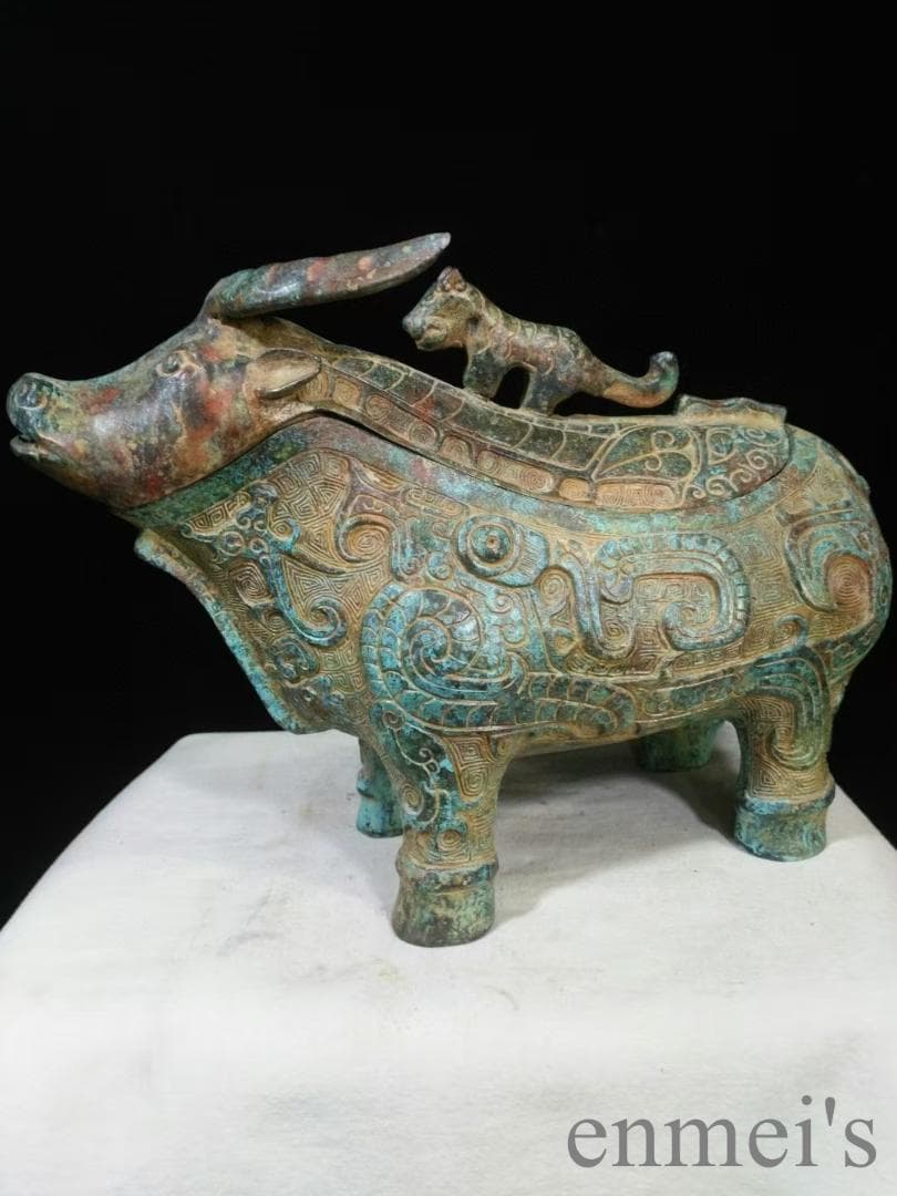 中国古美術 商代 青銅器 牛尊 禮器 酒器 亞長 武官 帝王器物 古代青銅 酒具