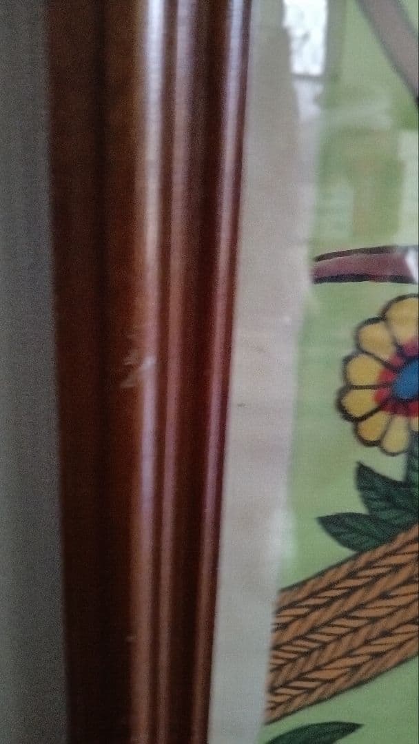 パプアニューギニア　極楽鳥とコーヒーの木　現地作家絵画