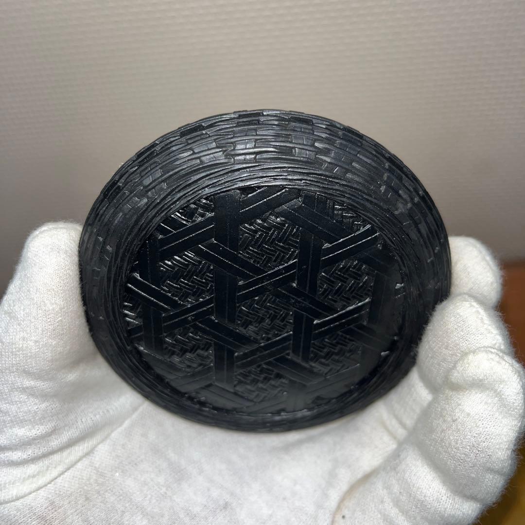 ⭕️雨畑硯　特殊研　竹篭硯　新品美品　極細密彫刻　手間かかる　女性好み作品