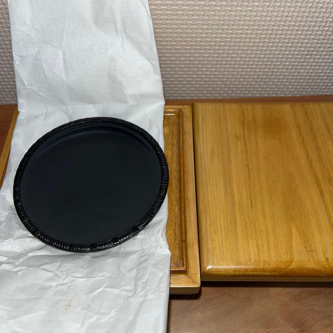 ⭕️雨畑硯　特殊研　竹篭硯　新品美品　極細密彫刻　手間かかる　女性好み作品