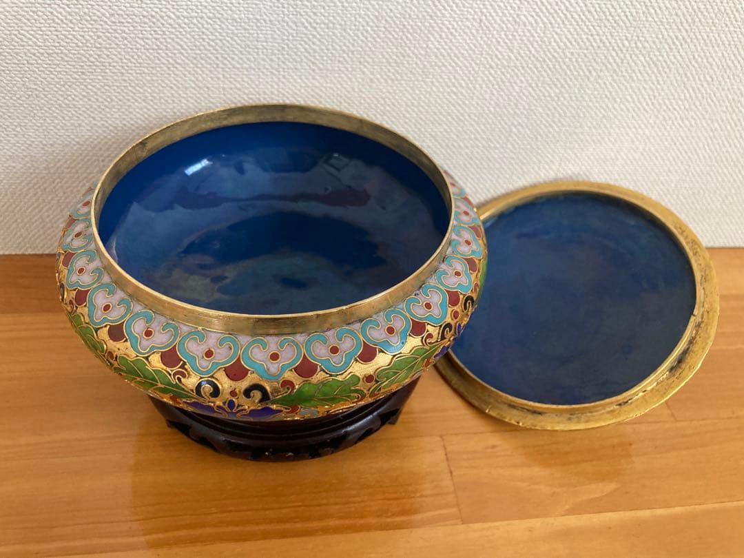 七宝焼　香合　唐草　小物入れ　トレー