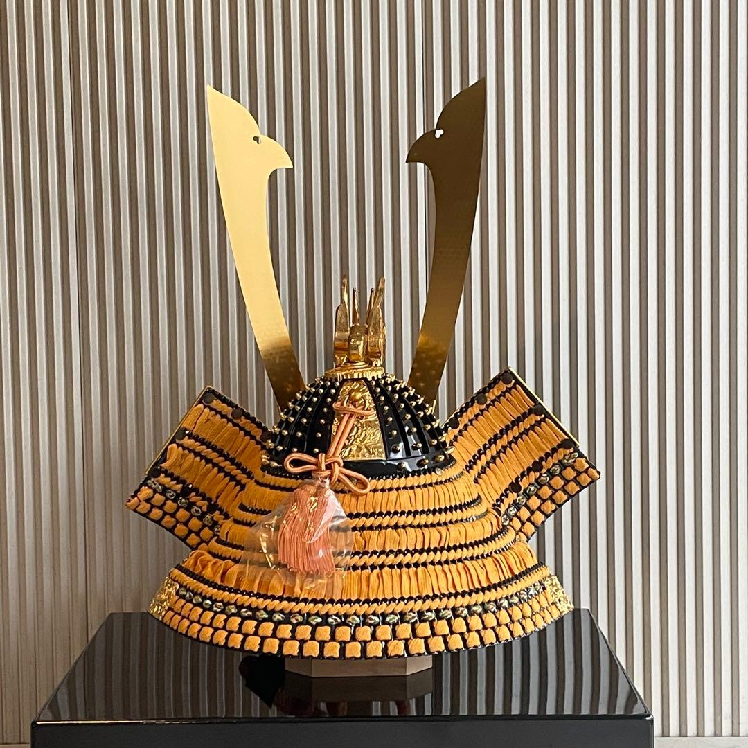 平安翠鳳　天平　御兜飾　松葉長鍬形　錆朱　木龍頭　30号　飾兜　甲冑　五月飾り