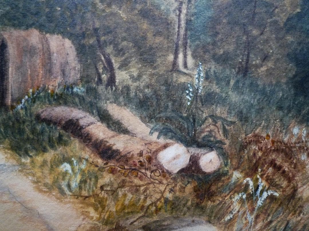 クロード・ロラン「田舎風景」淡彩画（水彩） 3号大