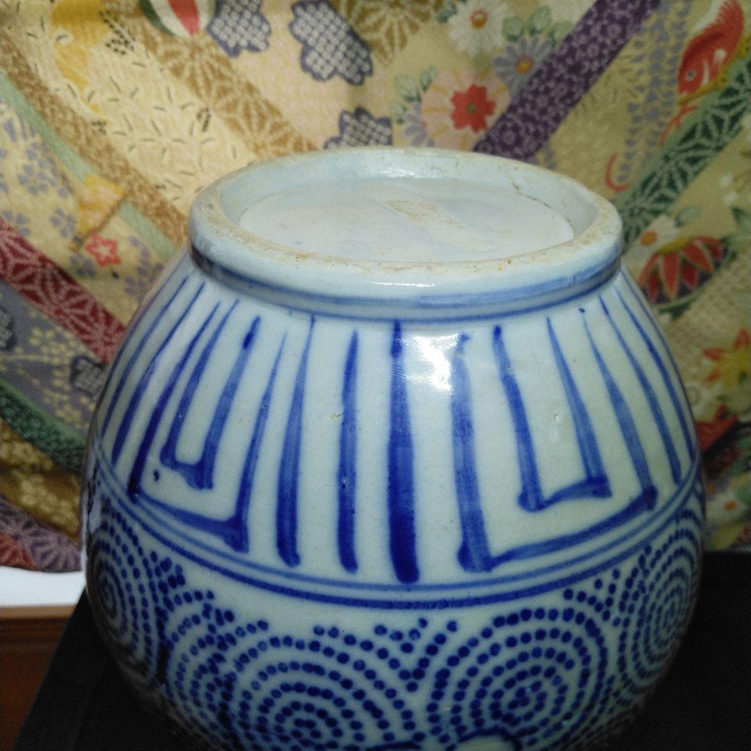 NO381 会津本郷焼　徳利　印版　花紋唐草　明治時代