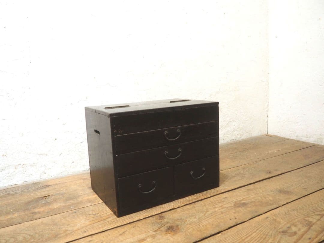 1274 シックな色合いの収納箱　小引き出し　裁縫箱　古家具　レトロ　ケース