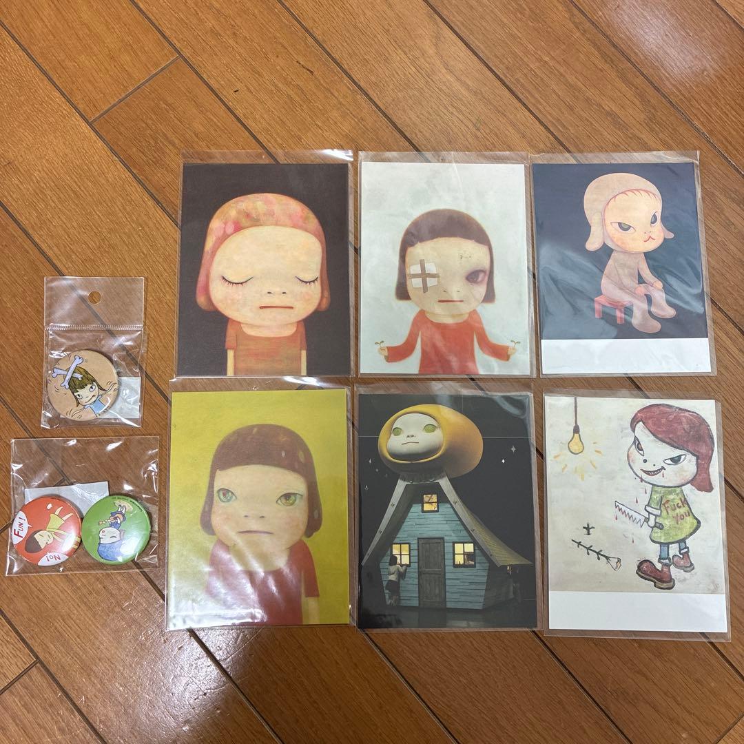 奈良美智　アートポストカードと缶バッジセット