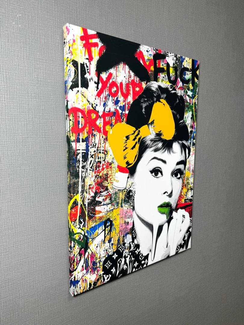 No.124木枠付きキャンバスアート　オマージュアート　オードリーヘプバーン