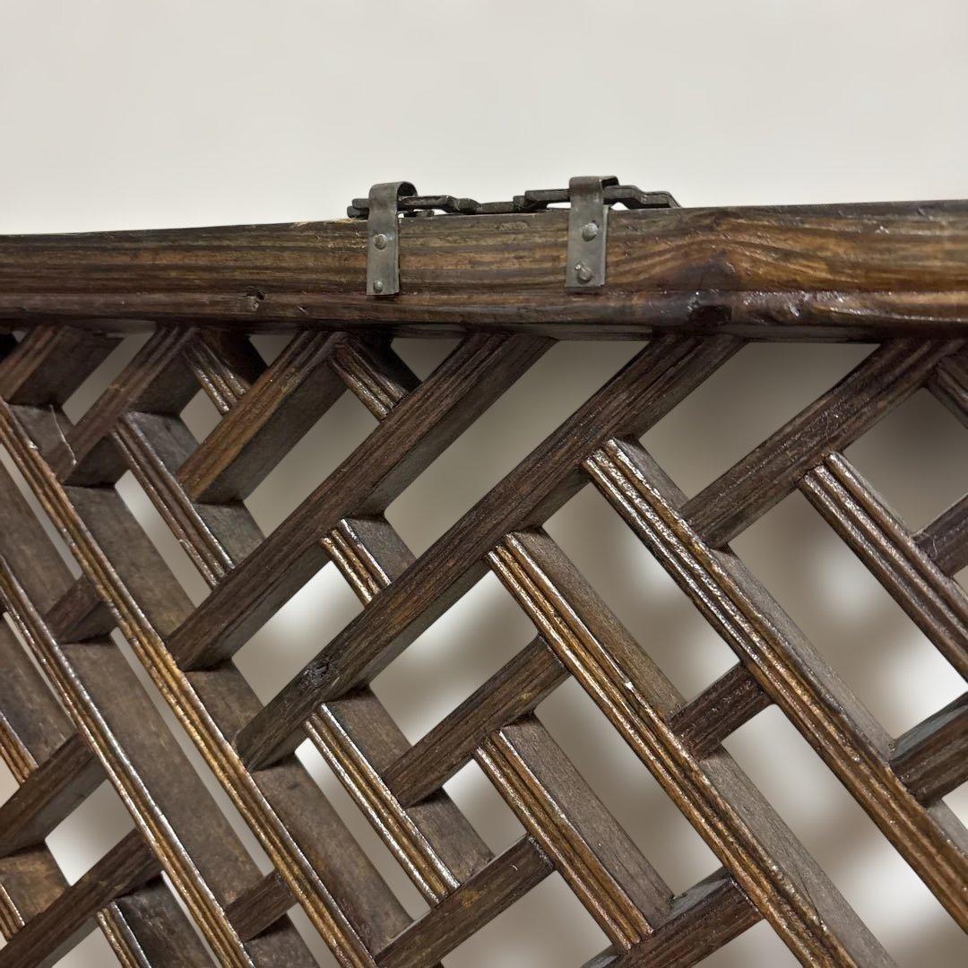 中国アンティーク☆木製建具☆シノワズリ☆欄間☆格子模様☆壁掛け装飾☆2枚セット