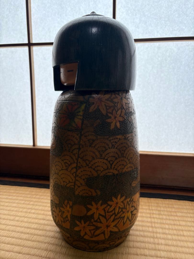 木目込人形 花模様 黒頭部