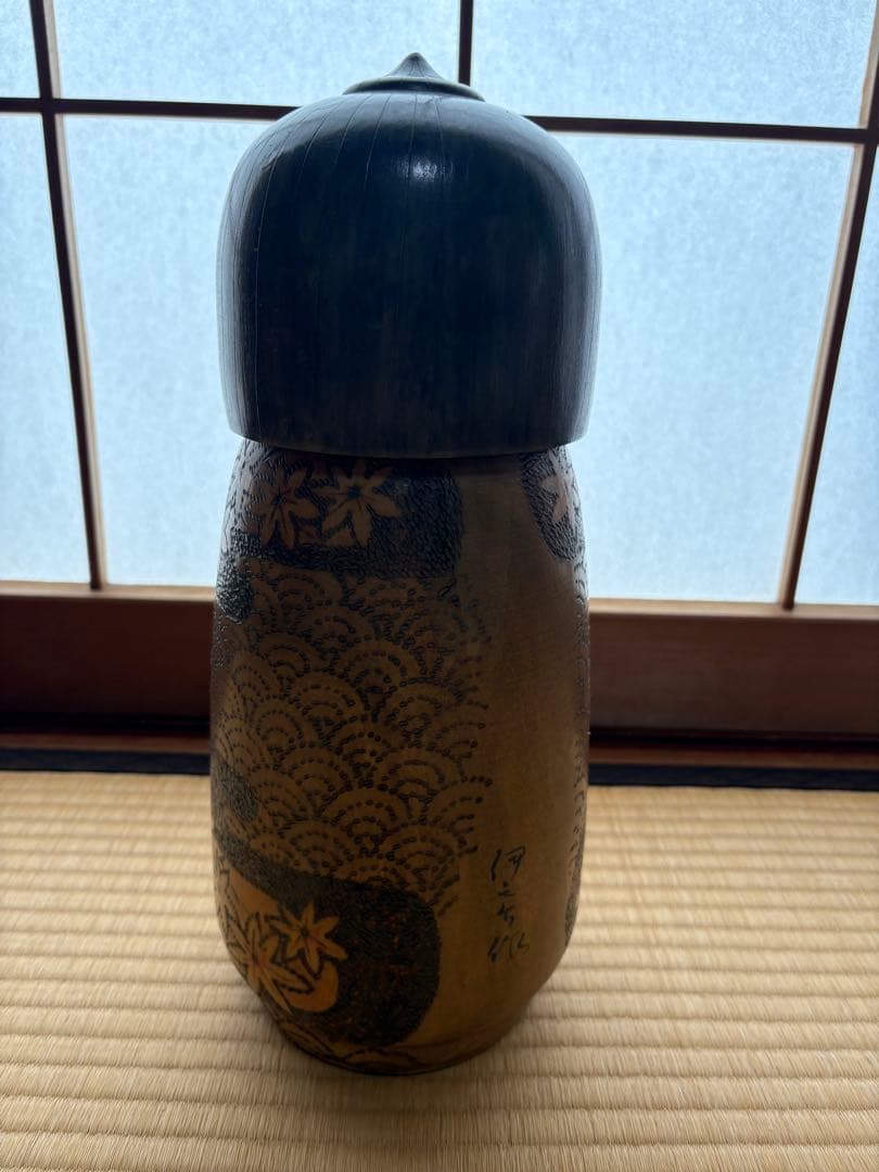 木目込人形 花模様 黒頭部