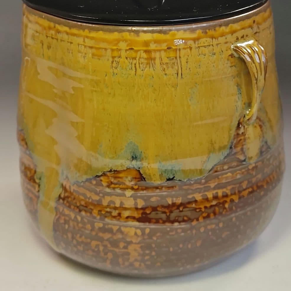 イ771 水指『亀井楽山造　高取耳付水指　共箱』『一閑塗蓋　表朔造』茶道具