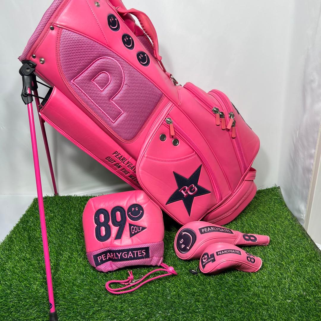 パーリーゲイツ スタンド式　キャディバッグ ピンク　ヘッドカバー付き　ゴルフ
