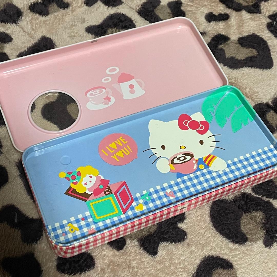 【希少】85年製 ハローキティ 缶ペンケース 筆箱 昭和レトロ 当時物