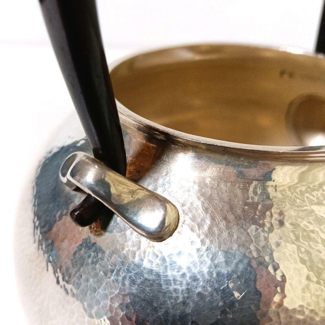 専用 名品 秦蔵六 蔵六居造 槌目 純銀瓶 鉄提手 湯沸 在銘 骨董 621g