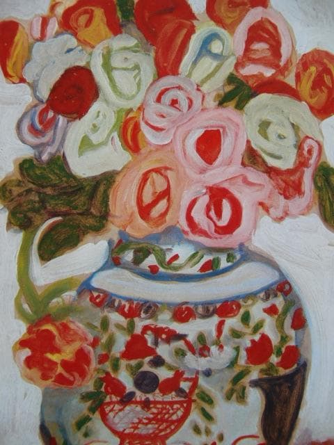 梅原龍三郎、【ばら】、年代物・希少な画集画、新品高級額 額装付、状態良好