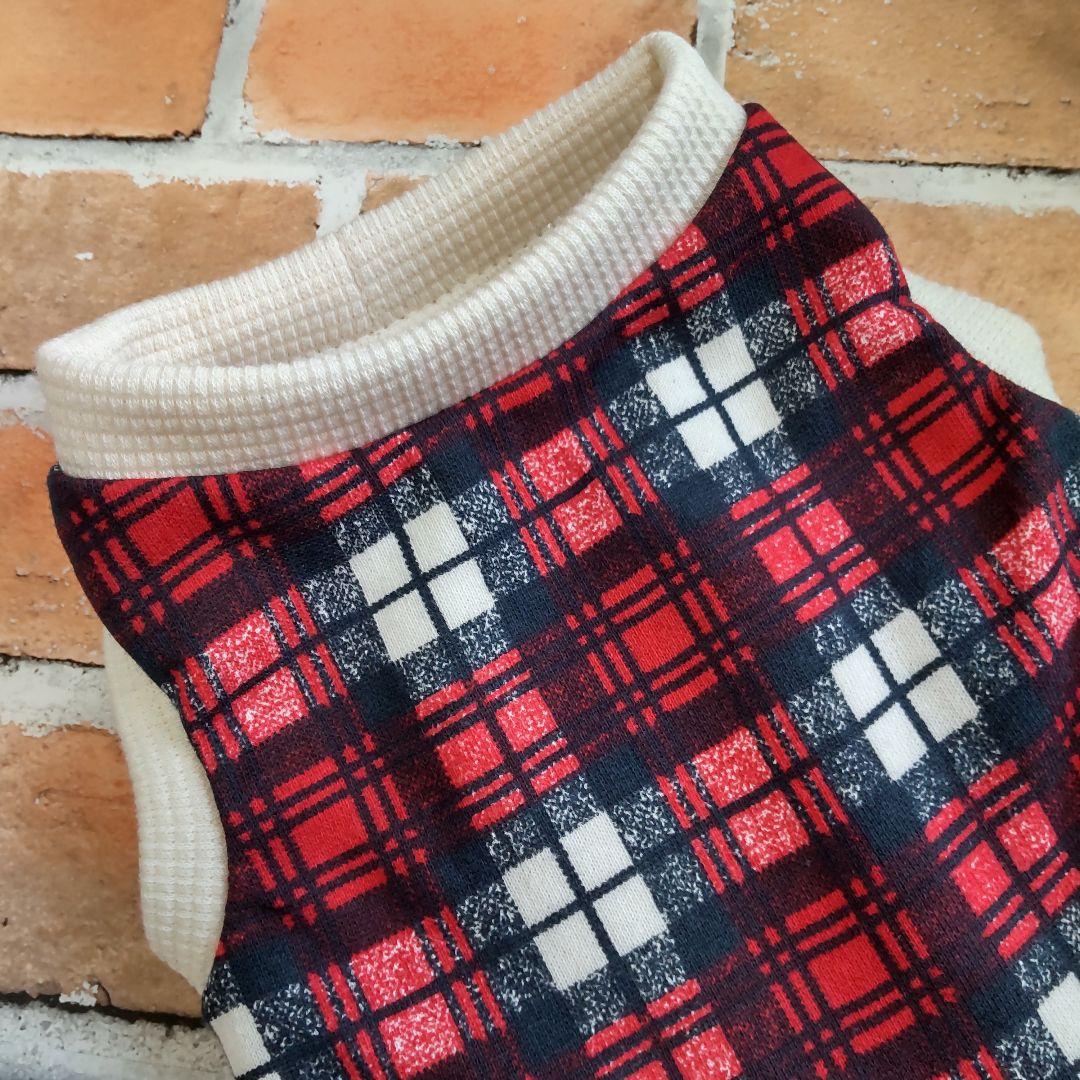 犬服 No.193 かすれ風チェックワンピース ハンドメイド