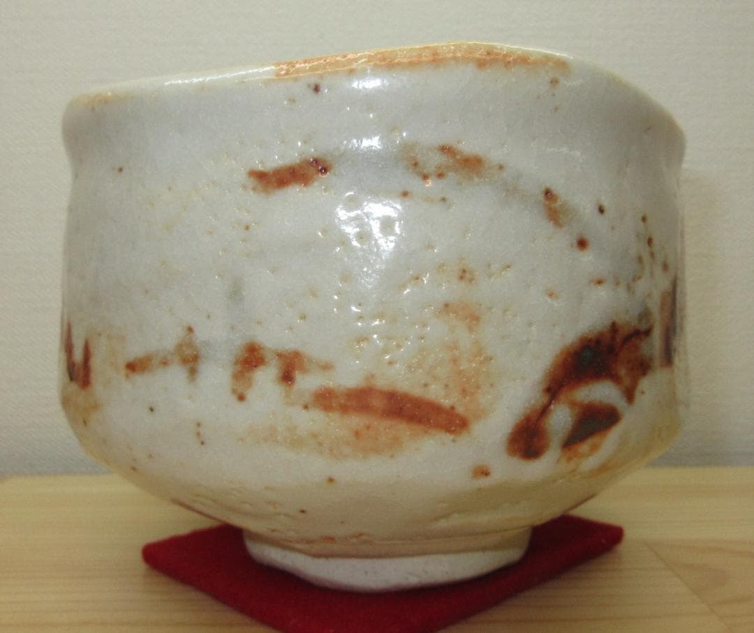 送料込【逢絢亭】茶道具 茶碗 美濃焼 志野 裏千家書付 加藤光右衛門 共箱入り