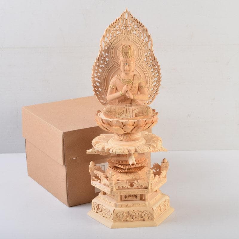 Khontao　仏教美術　桧彫刻　大日如来像　仏像　華鬘台　C　9059