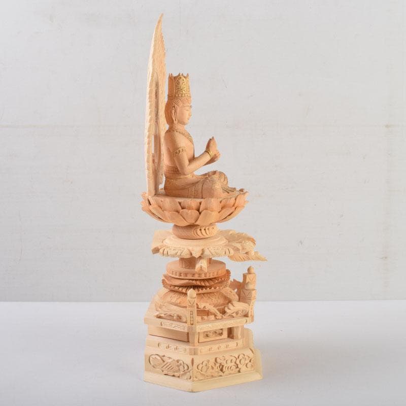 Khontao　仏教美術　桧彫刻　大日如来像　仏像　華鬘台　C　9059