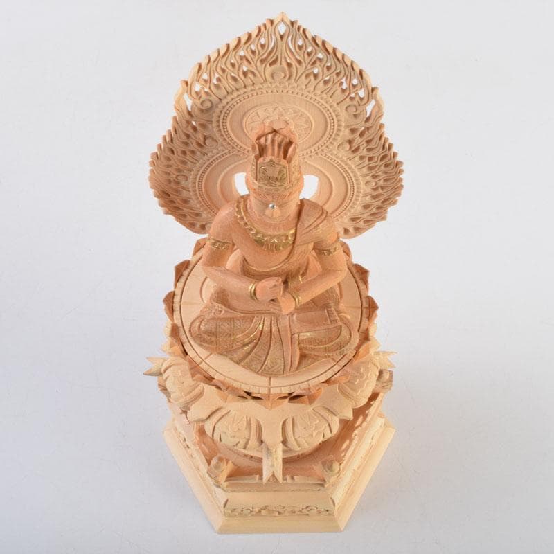 Khontao　仏教美術　桧彫刻　大日如来像　仏像　華鬘台　C　9059