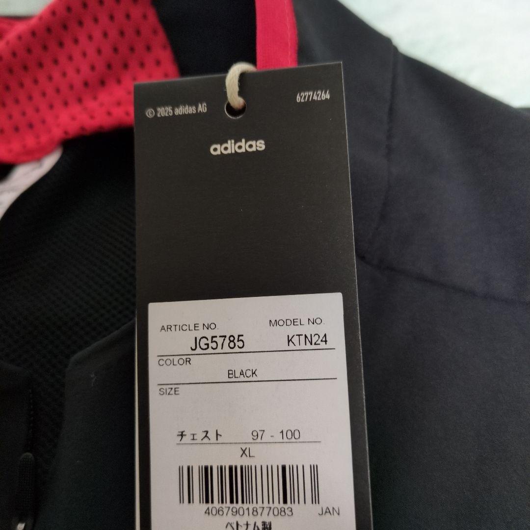 adidas ハーフジップ ゴルフシャツ ブラック/レッド