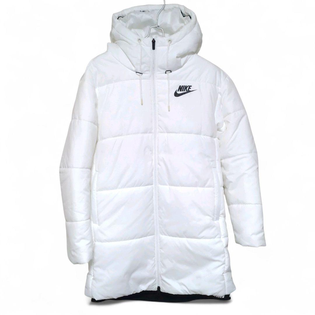 極美　ナイキ　レディース 中綿ダウンジャケット　L　フード付　防寒　ホワイト
