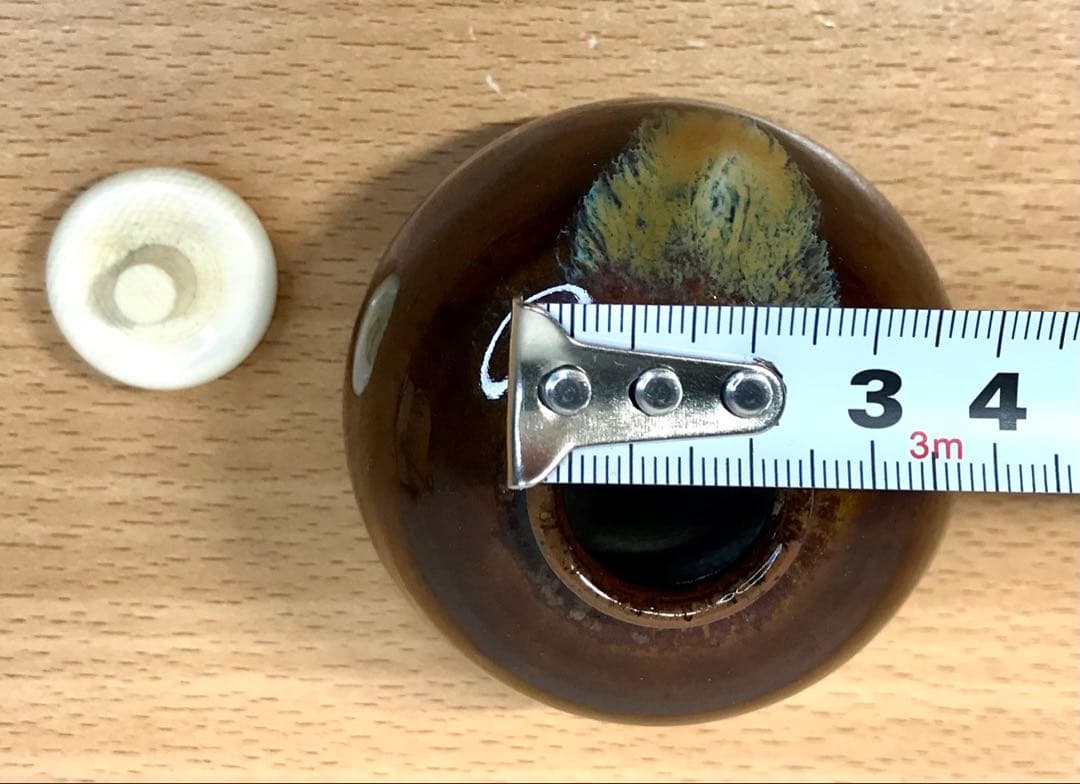 茶道具　高取焼　文琳茶入 鬼丸雪山 作　亡羊緞子　共箱