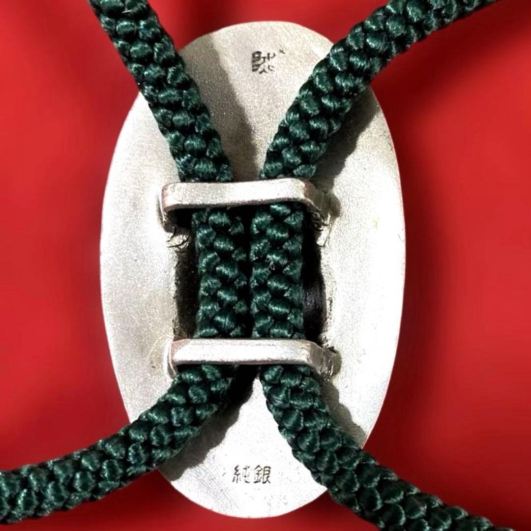 G-18 純銀刻印 ループタイ 帖佐美行 『双鶴』　装飾品　雑貨　美術品　工芸品