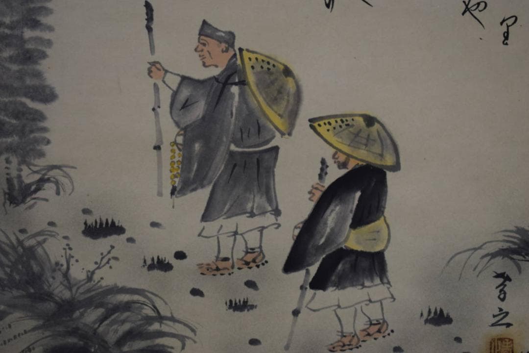 真作/孝之/松尾芭蕉の句/日光参詣/桐共箱付/布袋屋掛軸HG-722