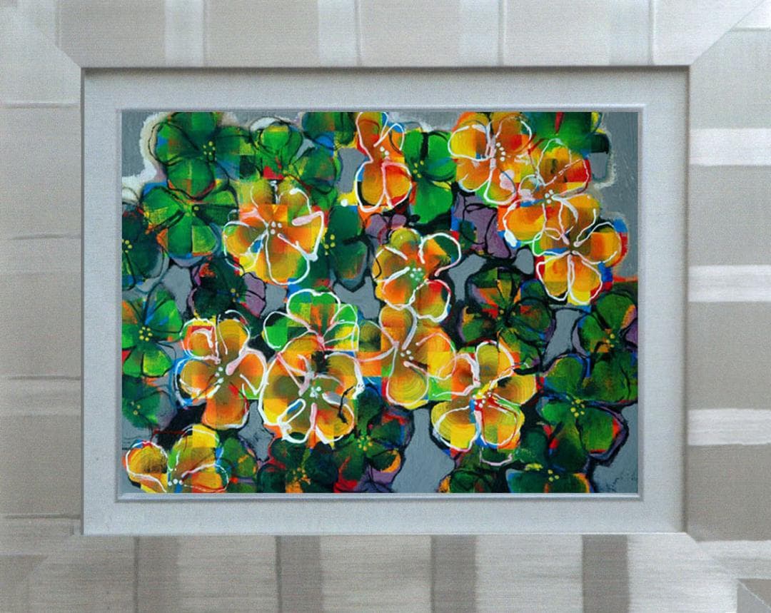 油絵 菅家令子 絵 絵画 インテリア 額付(黒) F4-091616 花