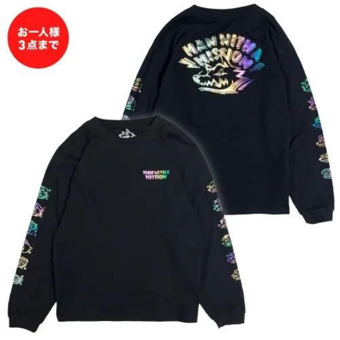 マンウィズアミッション　Too many ゴッツ ロンT（ブラック×ホログラム）
