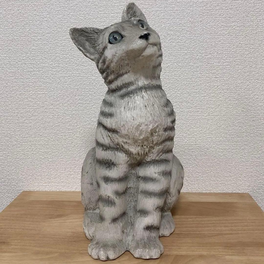 イタリア　リアル猫 ネコ　ねこ　キャット　サバトラ　置物 オーナメント オブジェ