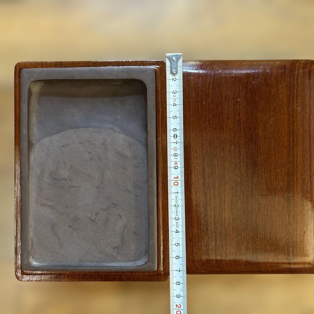 中国骨董大きめ端州石 【中国端渓麻子坑細工彫刻双鳳菊花図貴重紫端古硯】新品未使用