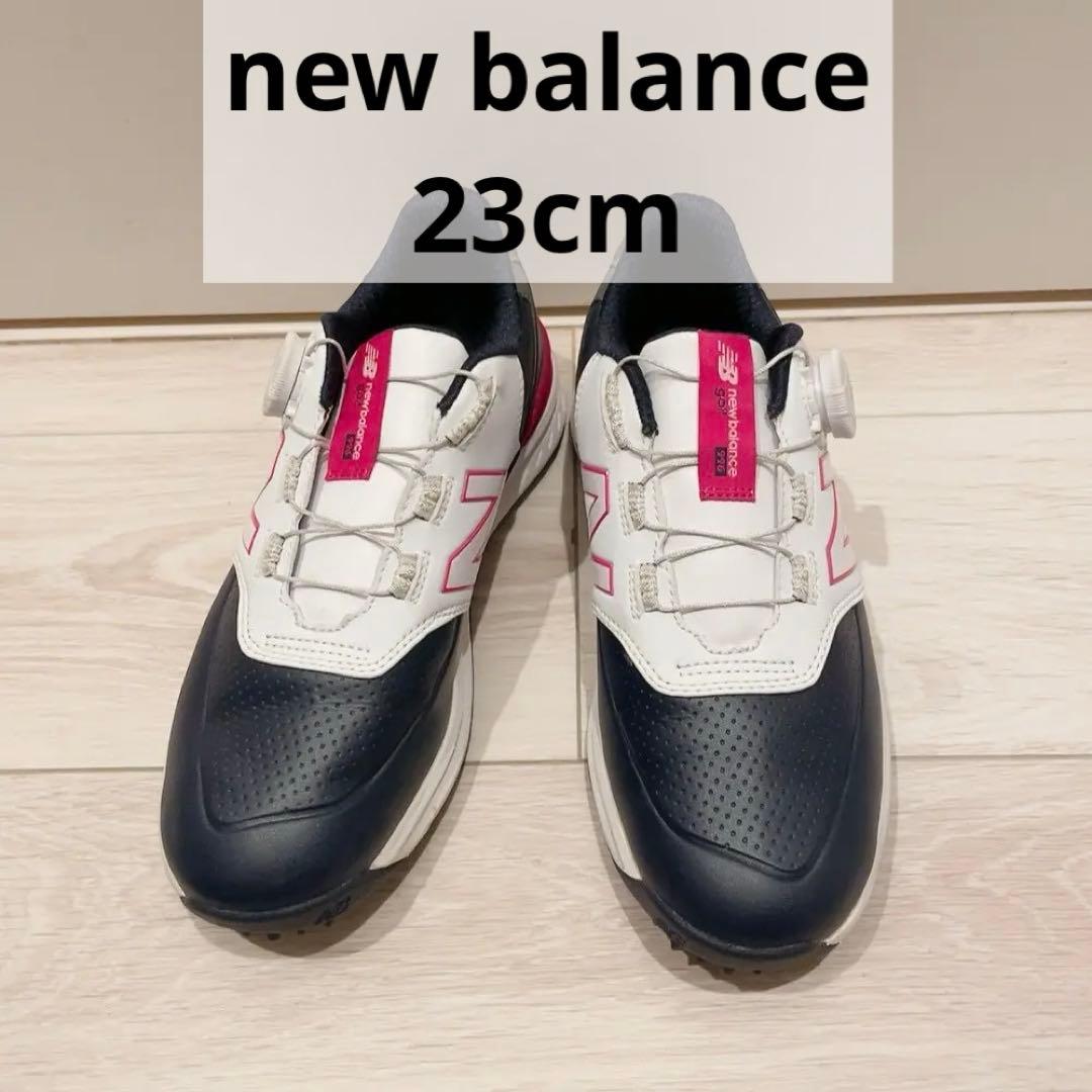 c NBG ニューバランス ゴルフシューズ 23cm ネイビー　スパイク