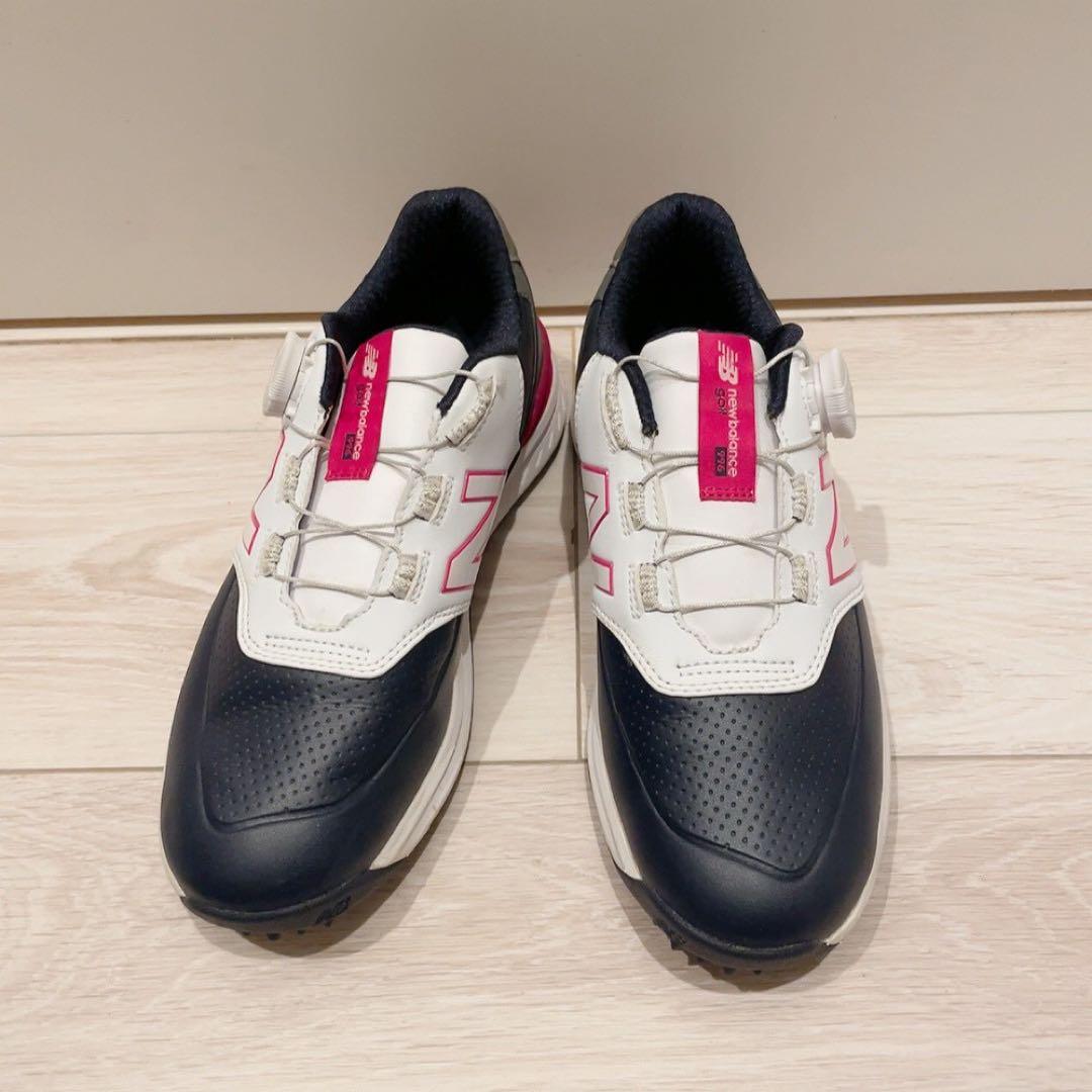 c NBG ニューバランス ゴルフシューズ 23cm ネイビー　スパイク