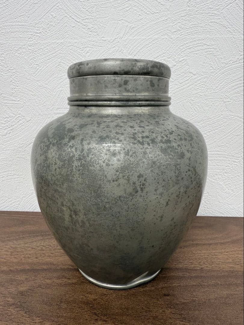 錫製 蓋付き壺 金属工芸 置物 インテリア 古道具