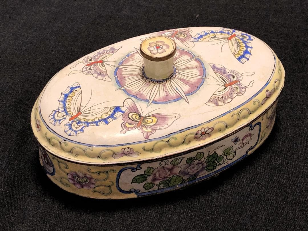 【 清朝JEWELBOX 】　七宝加彩　古玩骨董