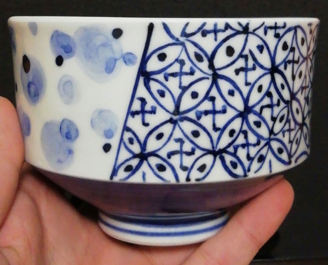 谷口良三作　京焼　染付　茶碗　共箱　茶道具