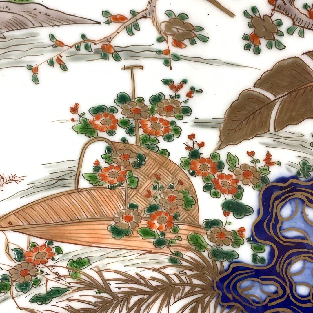 大皿 直径46cm 龍虎 鳳凰 色絵 伊万里 有田 縁起 アンティーク ⑦