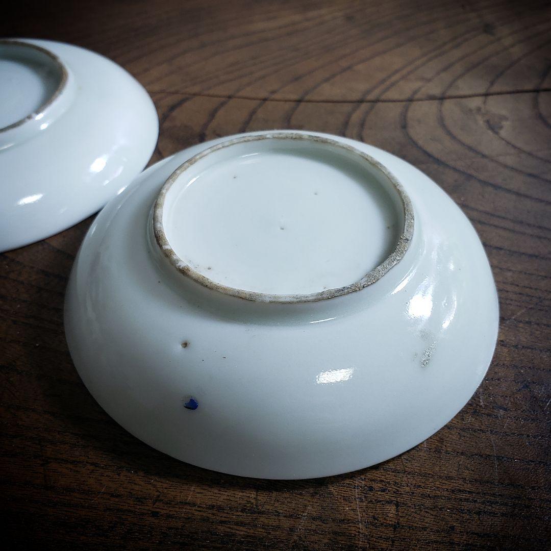 小皿　取り皿　2枚　色絵付　明治　大正　古伊万里　牡丹　風景画