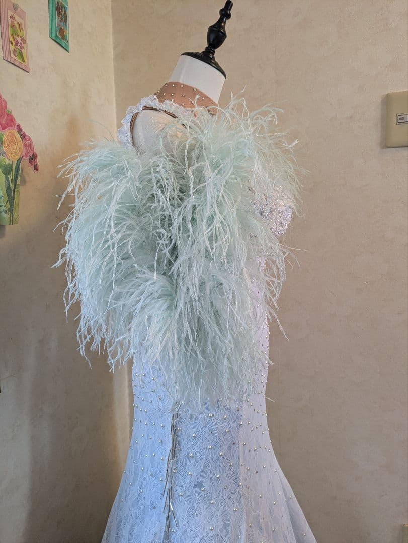 ライトブルー マーメイド社交ダンススタンダードドレス