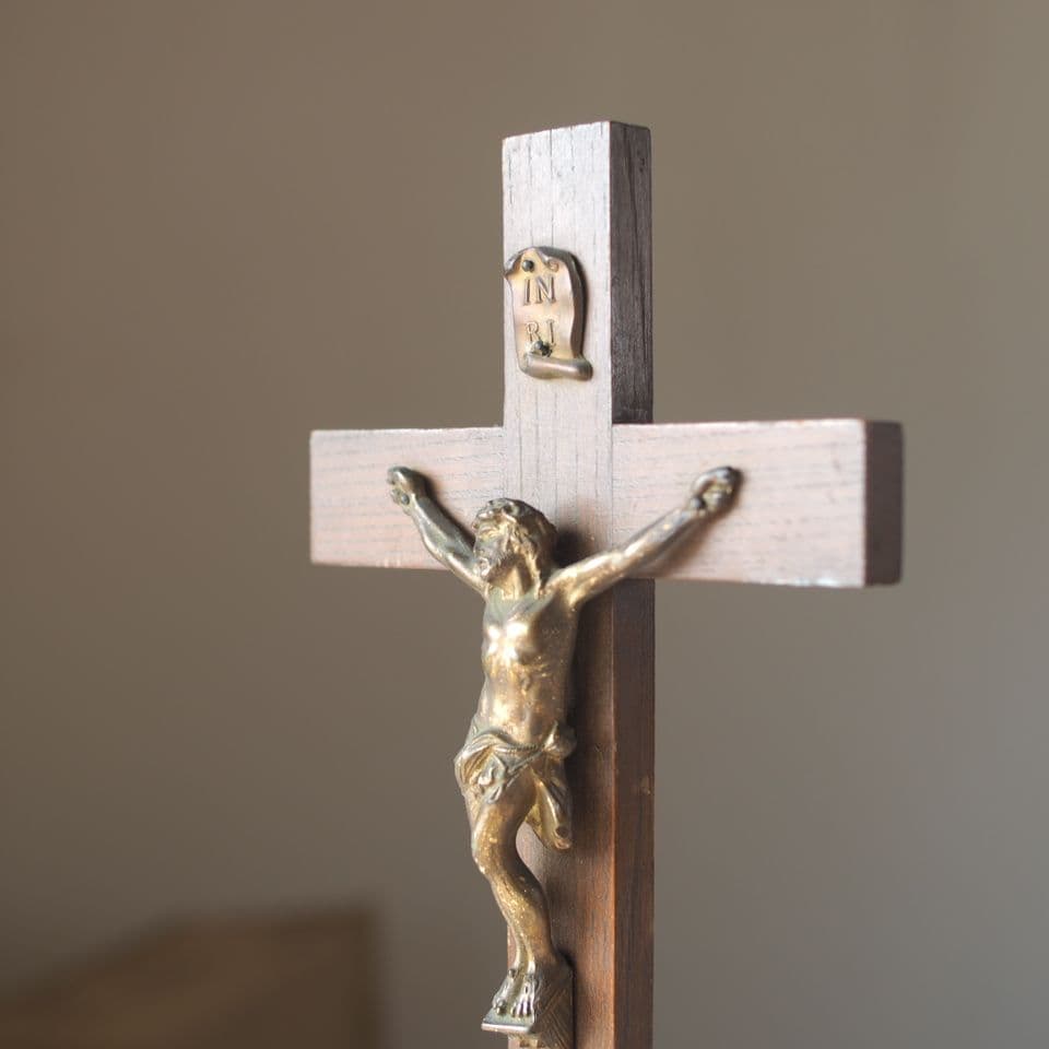木製金属製十字架 イエス・キリスト像