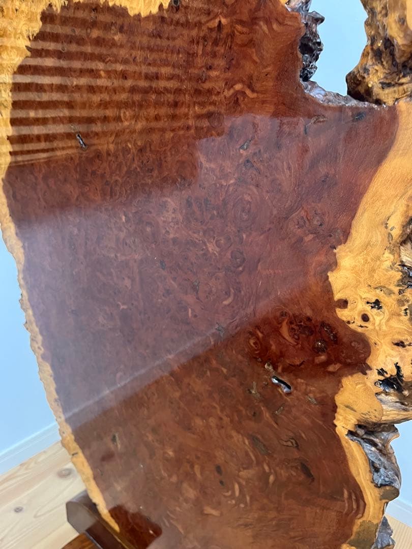 【希少】花梨瘤 衝立 一枚板 天然木 玉杢 花梨瘤杢 スタンド付）