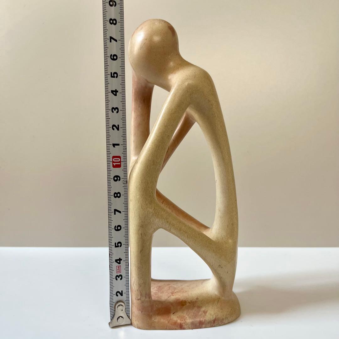 ソープストーン　考える人　石　石製　石彫　石彫り　置物