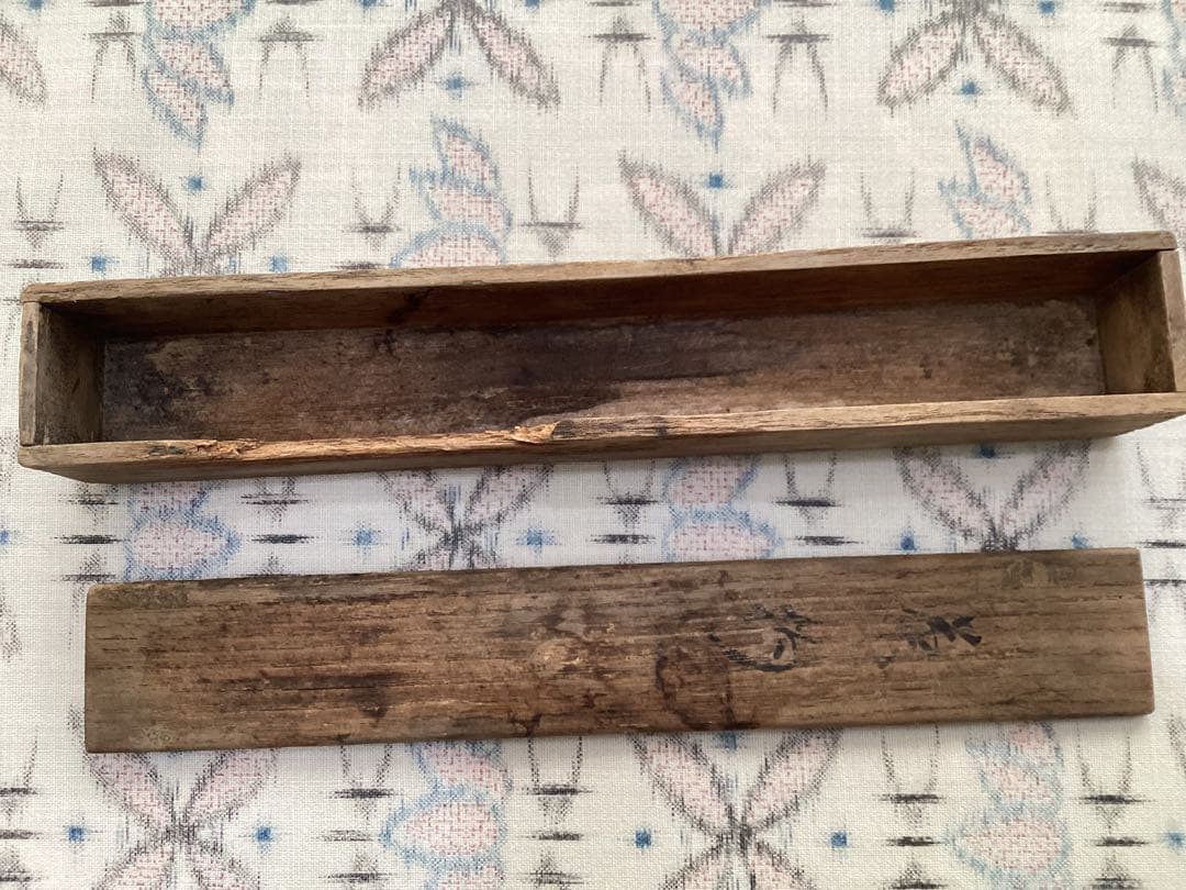 茶道具　銘入り竹製茶杓入れと竹製茶杓・木箱セット　昭和レトロ